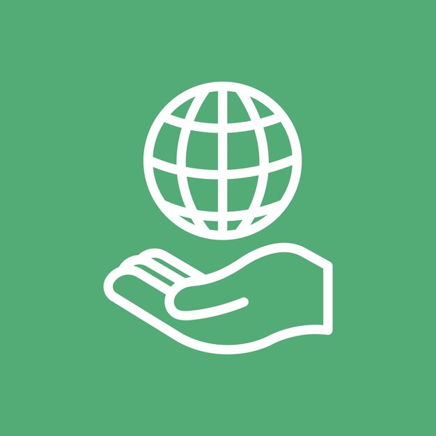 Hand presenting globe icon  for business in simple line