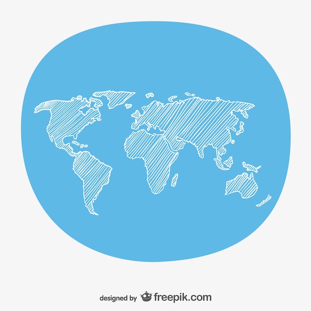 Free Vector hand sketch world map 