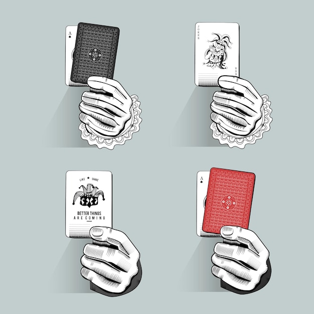 Free Vector hand with poker cards vector collection