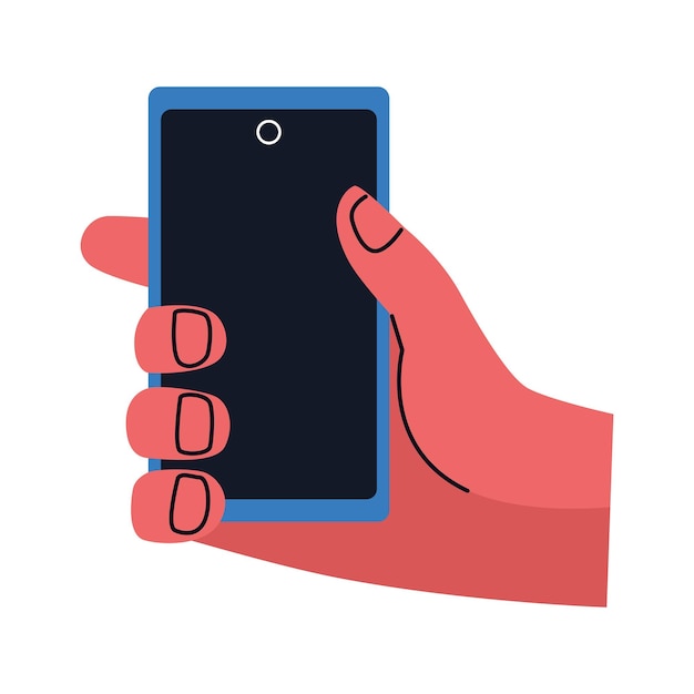 Free Vector hand with smartphone device icon