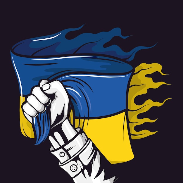 Hand with Ukraine flag