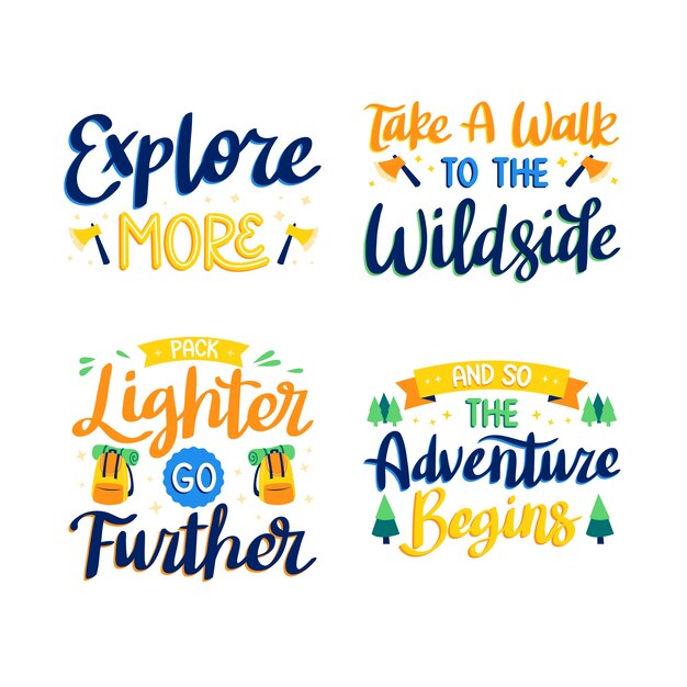 Hand writing adventure lettering set