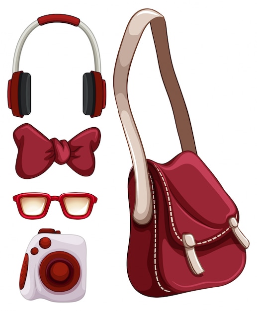 Free Vector handbag and other red objects illustration