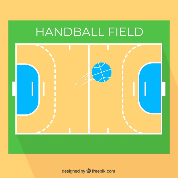 Handball field with top view