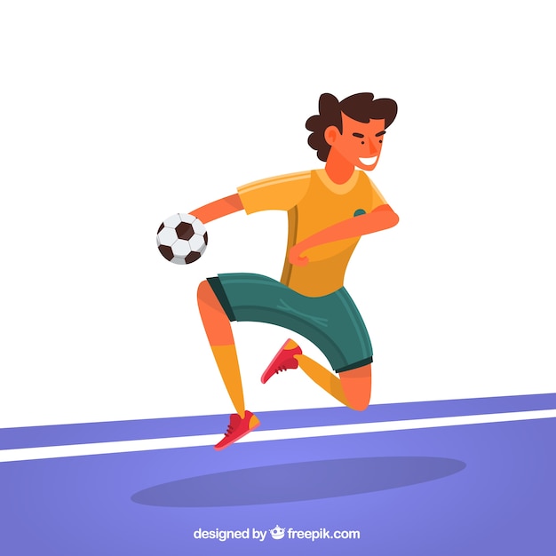 Handball player in hand drawn style