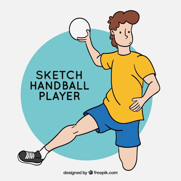 Free Vector handball player in hand drawn style