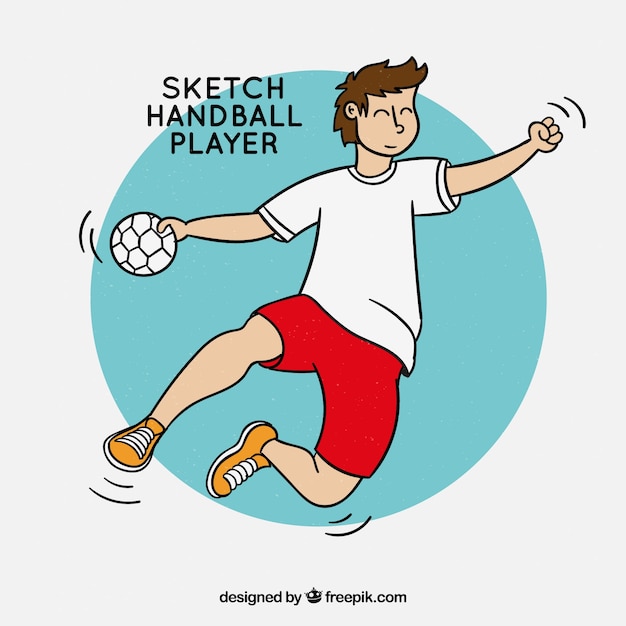 Free Vector handball player in hand drawn style