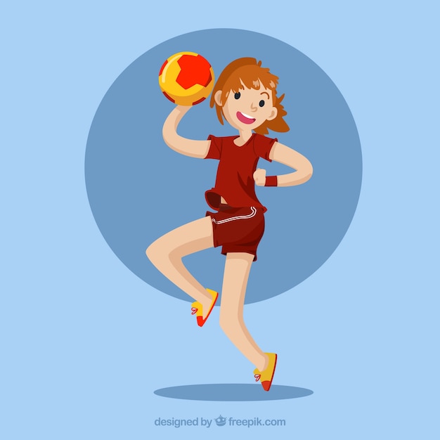 Handball player in hand drawn style