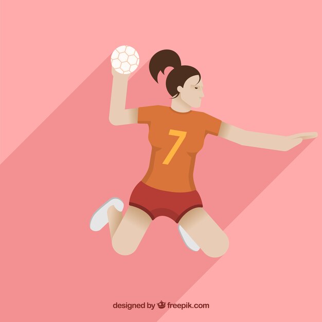 Handball player in hand drawn style