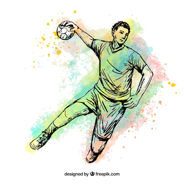 Handball player in sketch style