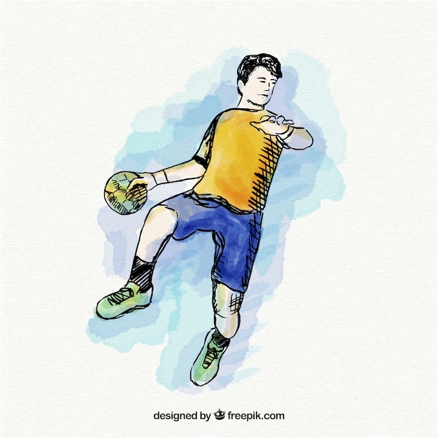 Free Vector handball player in sketch style