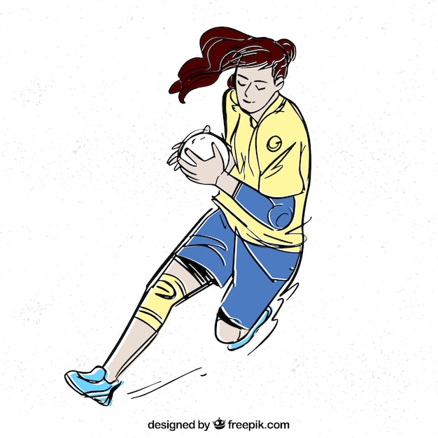 Handball player in sketch style