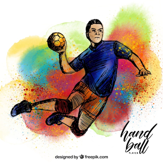 Free Vector handball player with sketchy style