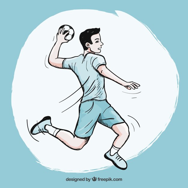 Handball player with sketchy style