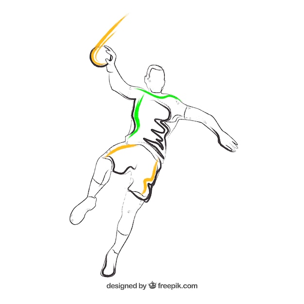 Free Vector handball player with sketchy style