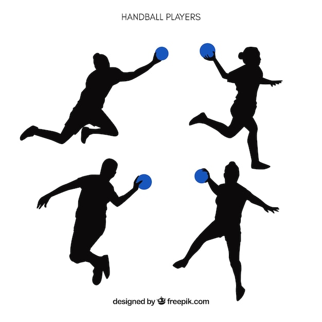 Free Vector handball players silhouette 