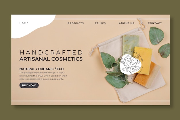 Free Vector handcrafted artisanal cosmetics web template