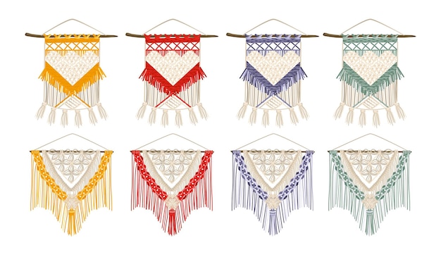 Free Vector handcrafted macrame color set