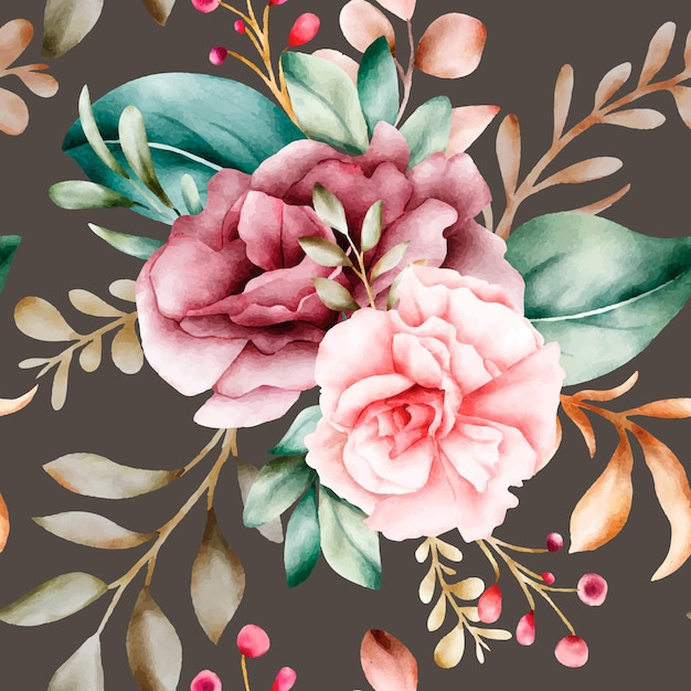 Free Vector handdrawn watercolor floral seamless pattern