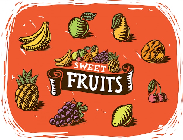 Free Vector handmade fruits drawings