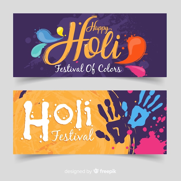 Handprint holi fesival banner