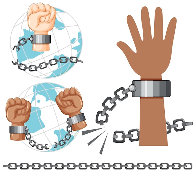 Free Vector hands breaking chains vector