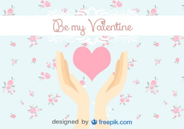 Free Vector hands caressing a heart postcard