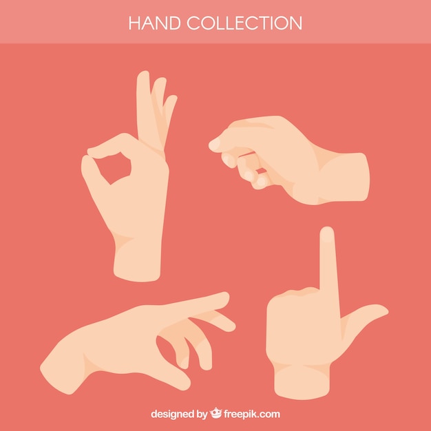 Free Vector hands collection with different poses in flat syle