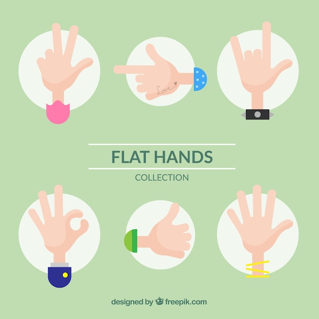 Free Vector hands collection with different poses in flat syle