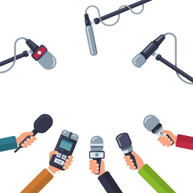 Free vector hands holding microphones