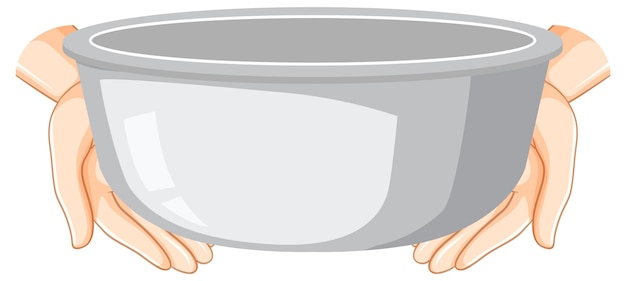 Free Vector hands holding stainless steel bowl