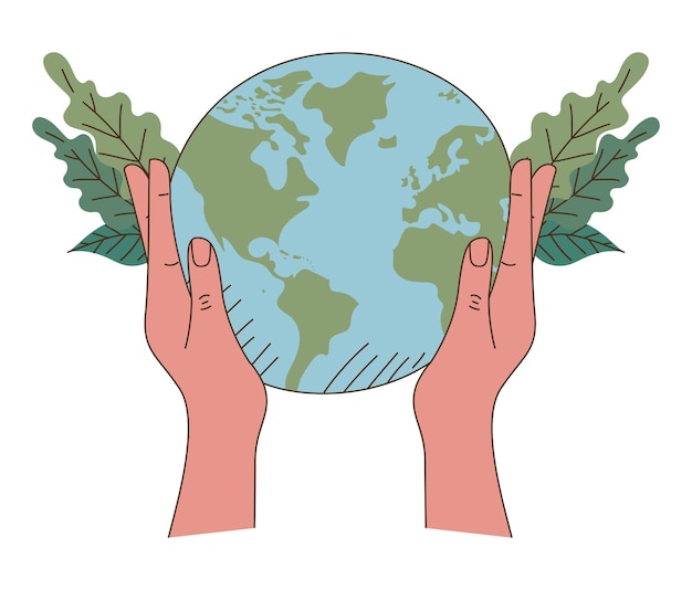 Free vector hands holding the world over white