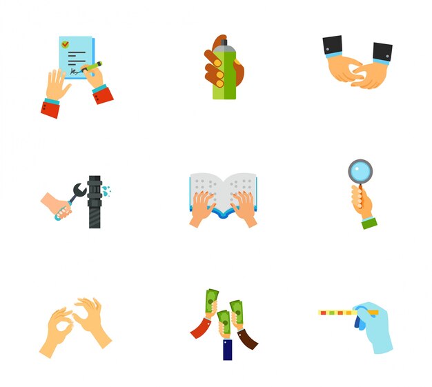 Hands icon set