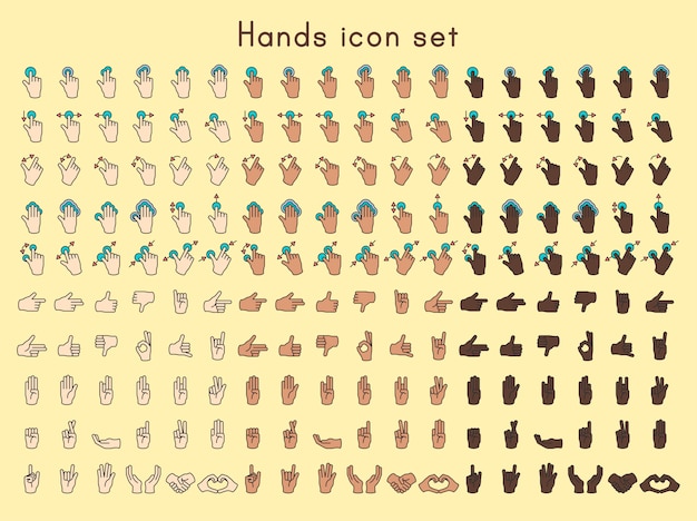 Hands icon set 