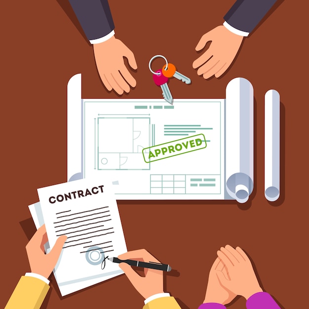 Free Vector hands signing house or apartment contract