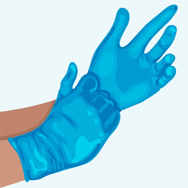 Free vector hands wearing protective gloves