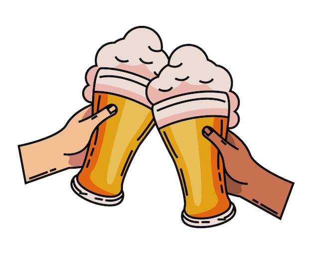 Free Vector hands with beer celebration icon isolated