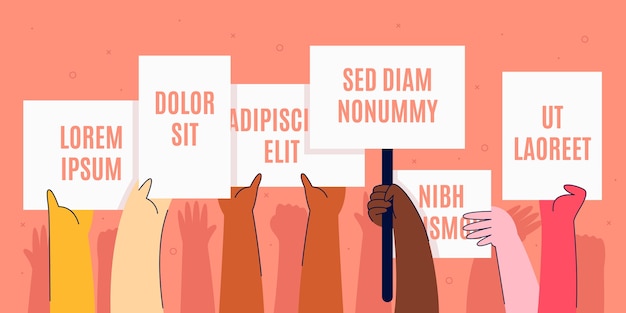 Free Vector hands with placards stop racism concept