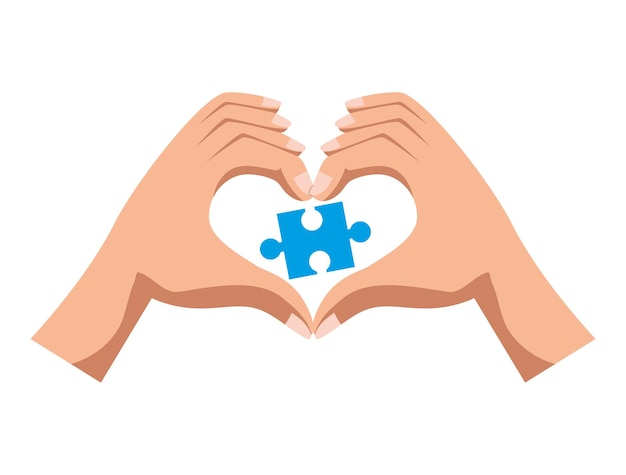 Free Vector hands with puzzle piece icon