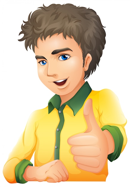 Free Vector a handsome young man showing a hand signal