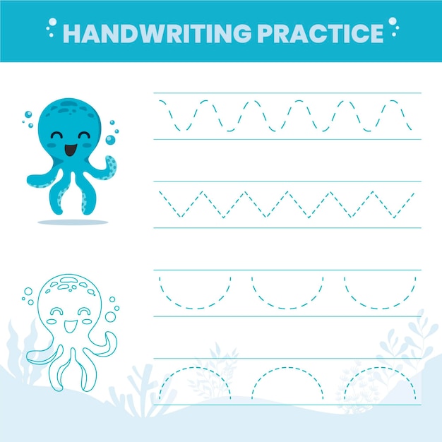 Free Vector handwriting practice for kids