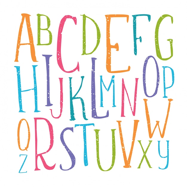 handwritten color alphabet