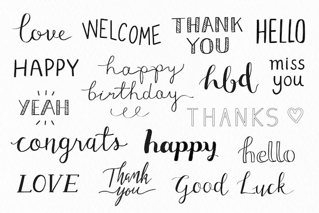 Handwritten greetings typography set