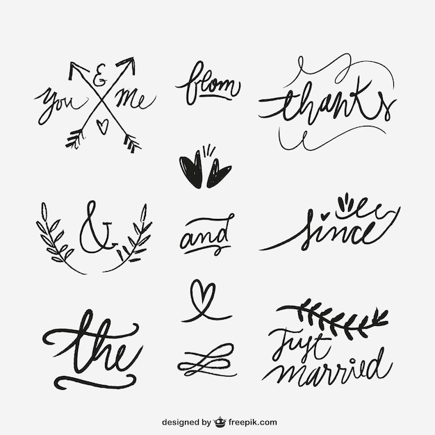 Free Vector handwritten wedding words 