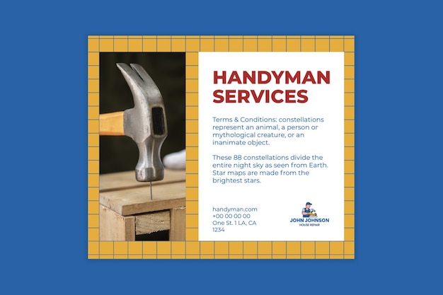 Free vector handyman  facebook post template design