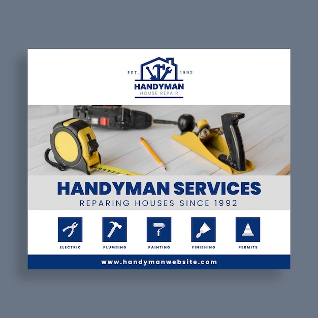 Free vector handyman  facebook post template