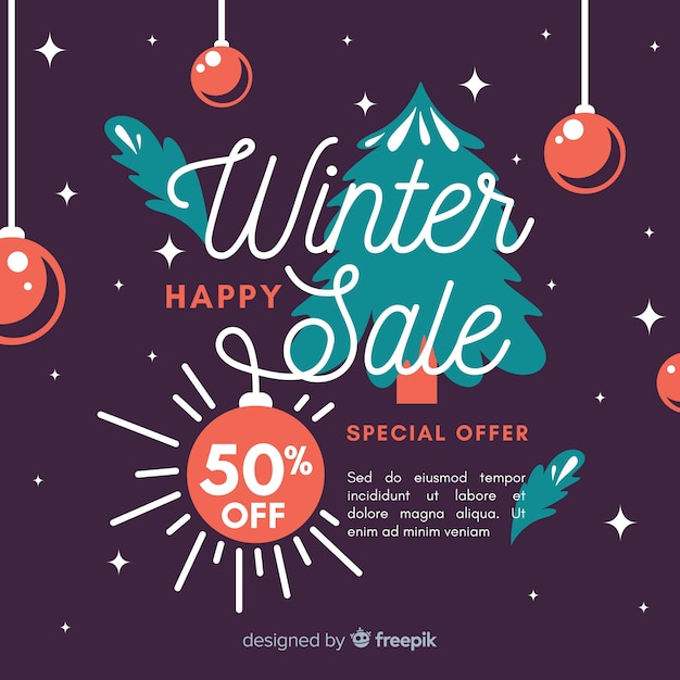 Free vector hanging balls winter sale background template