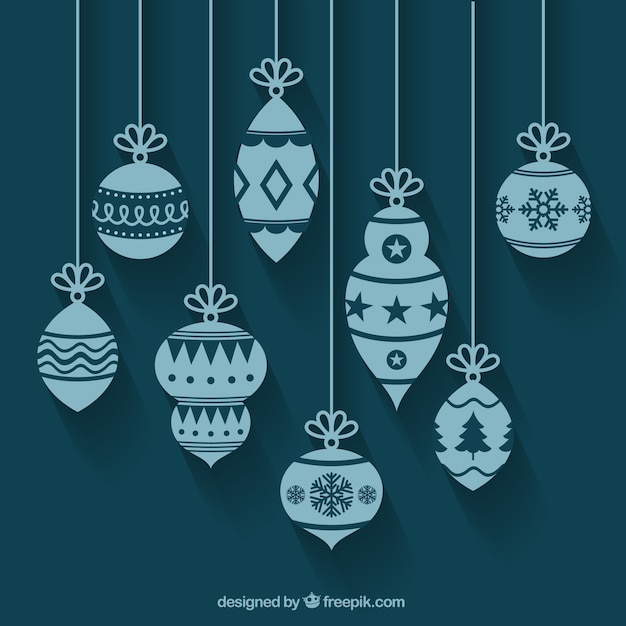 Free Vector hanging blue christmas balls