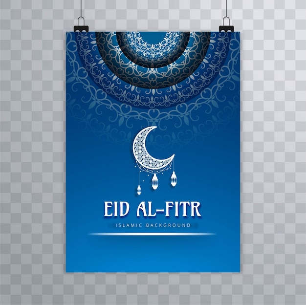 Free Vector hanging blue eid mubarak brochure