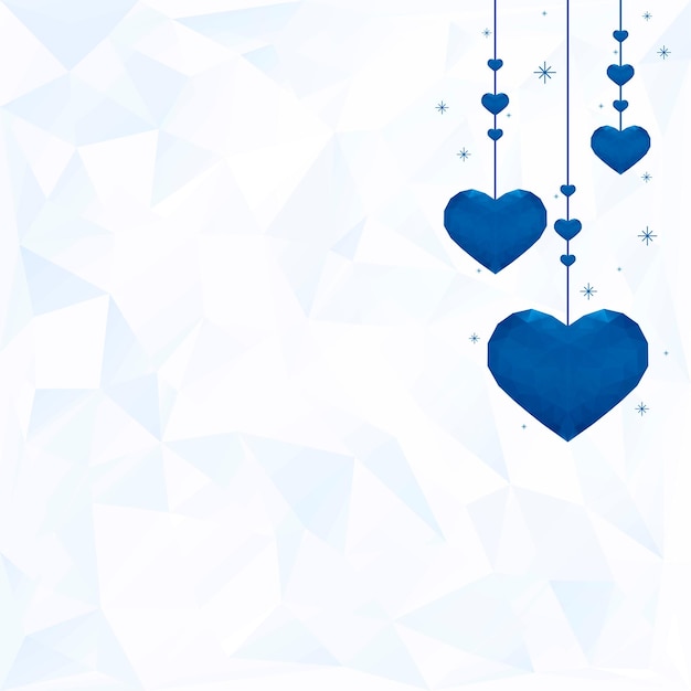 Free vector hanging blue hearts background vector prism pattern